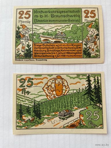 Нотгельд 25 пфеннигов. Брауншвейг. Веймарская республика - 04 (2)