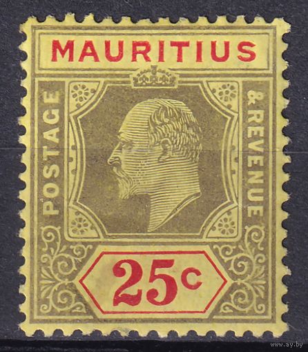 26.BrKM. Великобритания. Колонии. Маврикий. Эдуард. Стандарт. 25C. 1910 г. Mi.#140.