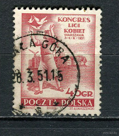 Польша - 1951 - Всепольский конгресс лиги женщин Варшава - [Mi. 684] - полная серия - 1 марка. Гашеная.  (Лот 58Fw)-T25P34