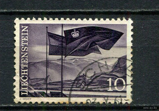 Лихтенштейн - 1959 - Флаг  - [Mi.381] - 1 марка. Гашеная.  (Лот 50Ga)-T25P40