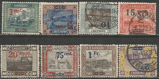 Германия(СААР). Местные мотивы. Надпечатка нвого номинала. 1921г. Mi#70-74,79-81.