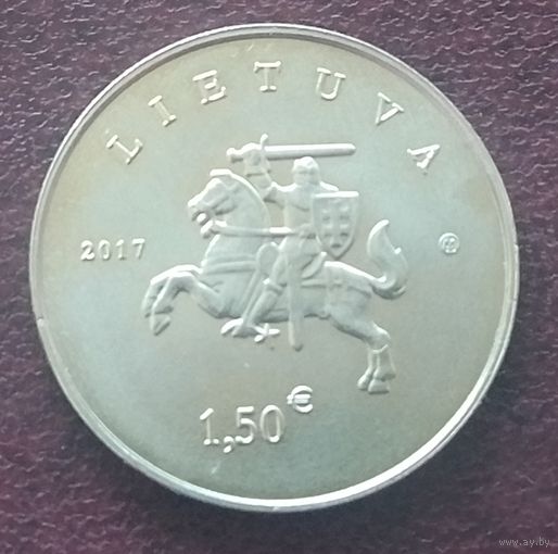 Литва 1,5 евро, 2017. Литовская гончая и Жемайтская лошадь.