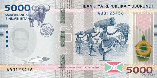 Бурунди 5000 франков образца 2022 года UNC pw58