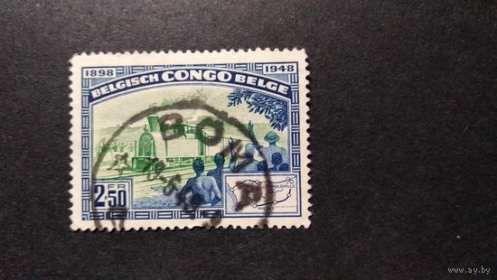 КОНГО\ 82с\Бельгийское Конго 1948 Железная дорога Матади-Леопольдвиль,50 лет,Паровоз