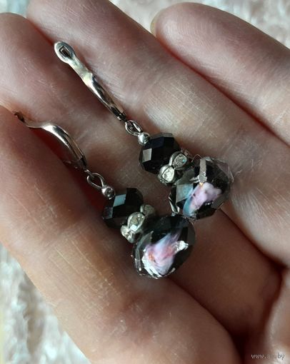 Серьги. Фольгированное стекло.