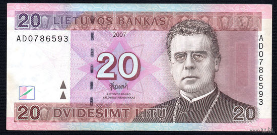 ТОРГ! 20 Лит 2007! Серия AD! Литва! ВОЗМОЖЕН ОБМЕН!