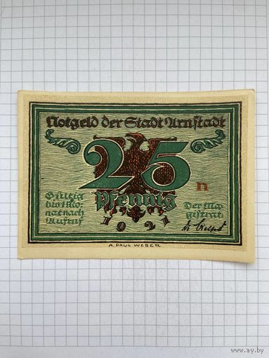 Нотгельд 25 пфеннигов Германия Урунштадт-0501