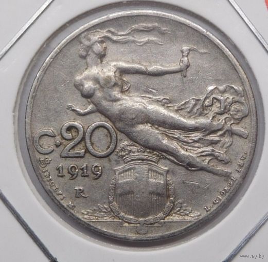 Италия 20 чентезимо 1919 г