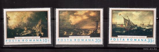 Румыния-1971, (Мих.2971-2973)  ** , Искусство, Живопись, Корабли