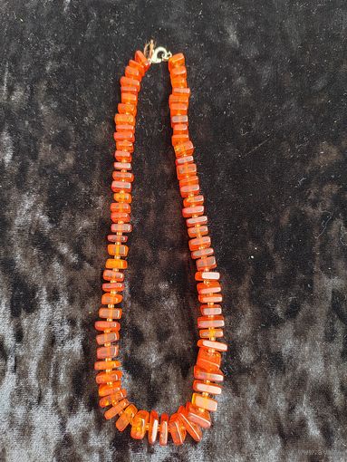 Бусы из Балтийского янтаря, форма обработки "кубик", красный янтарь