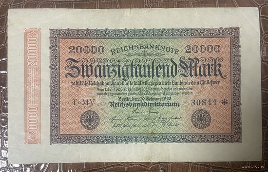 Банкнота 20000 марок 1923 год. Веймарская республика.