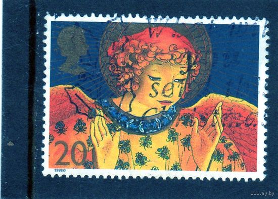 Великобритания.Ми-1772. Живопись.Ангел с поднятыми руками.Серия: Рождество 1998 - Ангелы