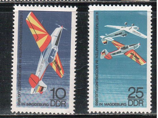 ГДР-1968,(Мих.1391-1392)  * (след от накл.)   ,  Авиация, Самолеты