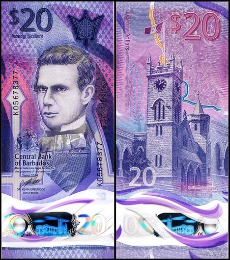 Барбадос 20 долларов образца 2024 года UNC p83 2024(2) серия К