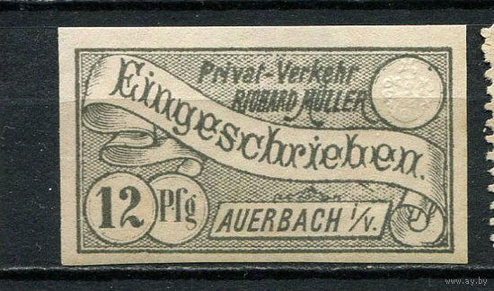 Германия - Ауэрбах - Местные марки - 1887 - Герб и лента 12Pf - [Mi.114C] - 1 марка. MH.  (Лот 79CV)