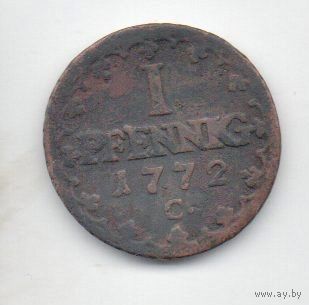 КУРФЮРШЕСТВО САКСОНИЯ 1 ГЕЛЛЕР 1772. НЕЧАСТАЯ