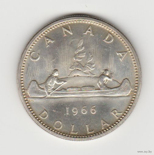 Монета 1 доллар 1966 года. Канада. Серебро.