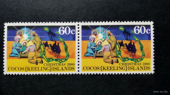 КОКОСОВЫЕ ОСТРОВА\496С\ 1980 РОЖДЕСТВО ВОЛХВЫ КАРТА
