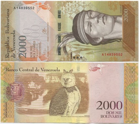 Венесуэла 2000 боливаров образца 2016 года UNC p96a