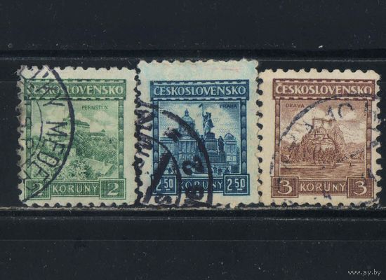Чехословакия Респ 1929-31 Виды Замки Пернштейн Прага Орава Полная Стандарт #288-290