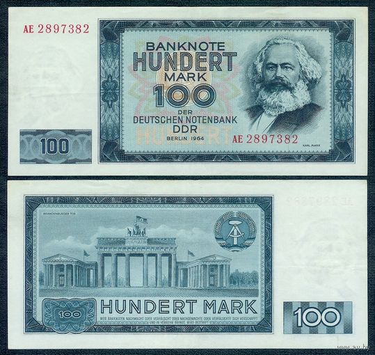 Германия (ГДР) 100 марок 1964 год. - XF -