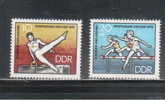 ГДР-1970,(Мих.1594-1595)  * (след от накл.)   ,  Спорт,