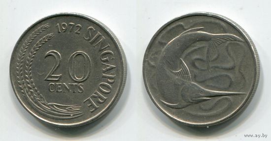 Сингапур. 20 центов (1972, XF)