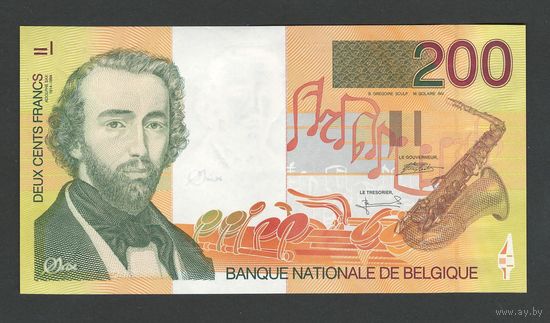 Бельгия 200 франков 1995 года. Тип P-148. Состояние UNC