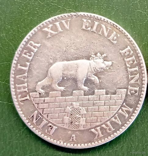 Герцогство Анхальт-Бернбург. 1 талер 1852г. Тираж 10 000!