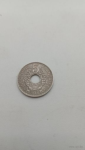 ИНДОКИТАЙ 5 сантим 1938 год