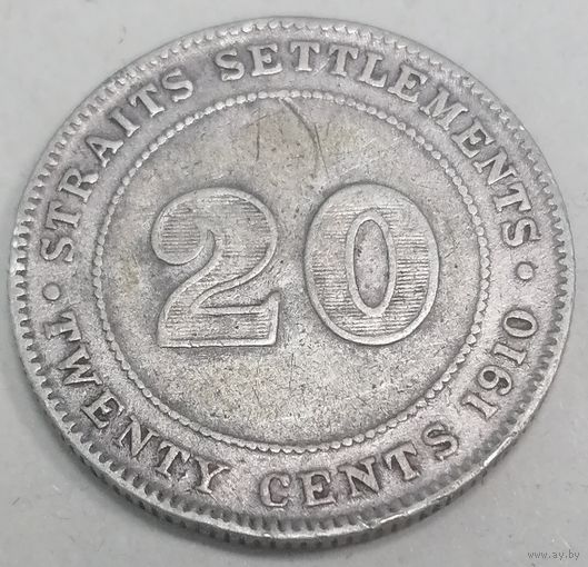 А2.2 поселение Стрэйт, 20 центов 1910 серебро