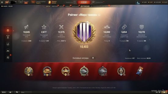 Аккаунт Мир Танков с уникальной нашивкой Золотые кулаки.