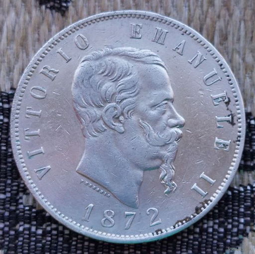 Италия 5 лир 1872 года. Серебро! Сторгуй за свою цену, предложи обмен! S-130-2