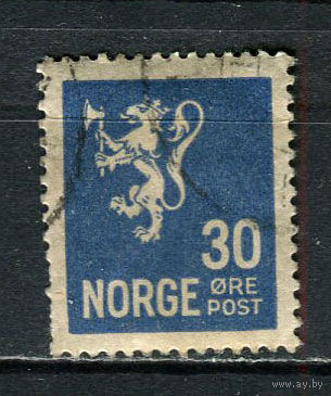 Норвегия - 1926/1929 - Герб 30 О - [Mi.127A] - 1 марка. Гашеная.  (Лот 55Fi)-T25P15