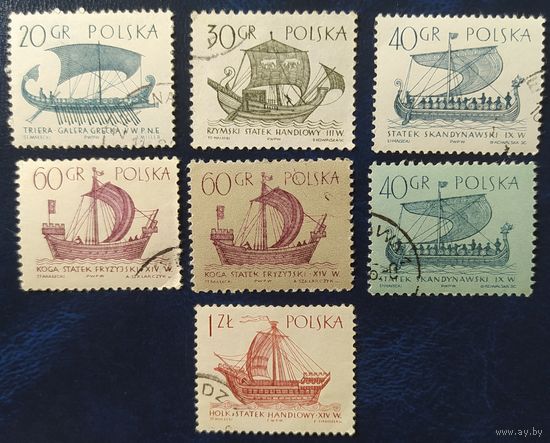 Польша 1965 История флота 5 из 8, 40gr и 60gr на разной бумаге.