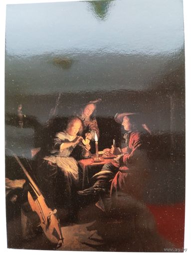 Карты. Доу. Общество, играющее в карты при свете свечи. Издание Германии