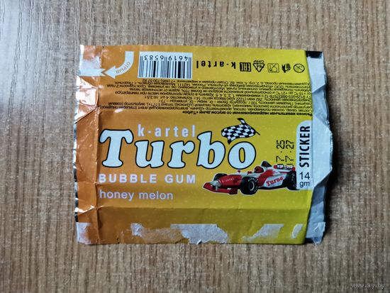 Вкладыш Turbo Rally 61 наклейки фантики авто auto турбо