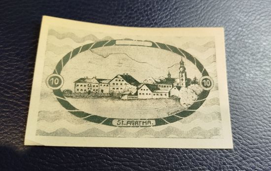 Нотгельд Австрия Санкт-Агата ,10 геллеров 1920