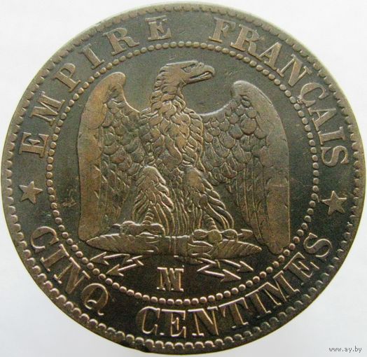 1к Франция 5 сантимов 1855 МА ТОРГ уместен  В КАПСУЛЕ распродажа коллекции