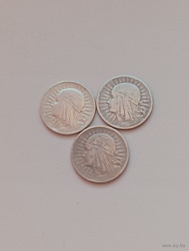 2 злотых 1932,33г.Отличные.