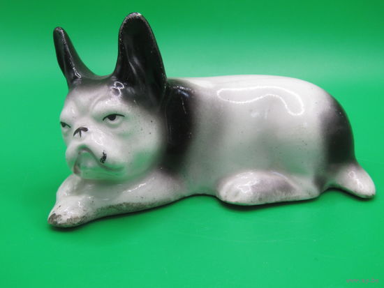 С рубля. Редкость. Довоенная статуэтка. "Французский бульдог". Кировский фаянсовый завод (Песоченская фаянсовая фабрика). Ретро СССР 1936-1939. м