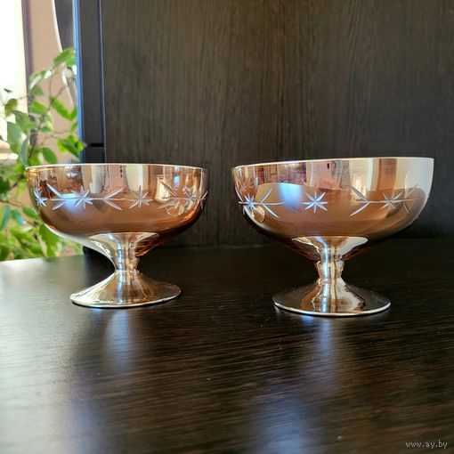 Креманки, стекло с золотым покрытием, 2 шт. одним лотом.