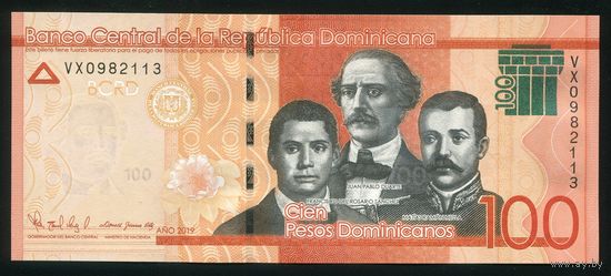 Доминиканская Республика (Доминикана) 100 песо 2019 г. P190e. Серия VX. UNC