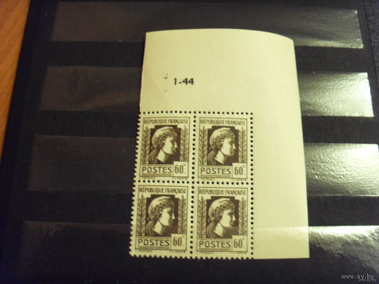 1944 квартблок Франции с выходными данными MNH** Марианна (5-10)