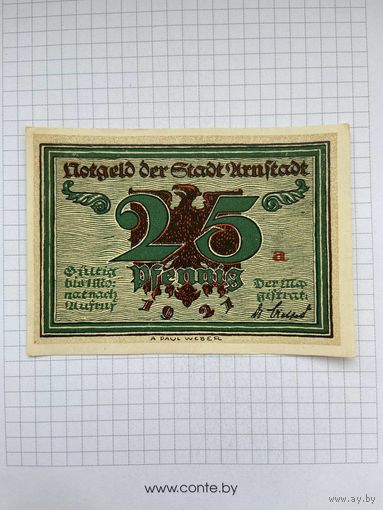 Нотгельд 25 пфеннигов Германия Урунштадт-0501
