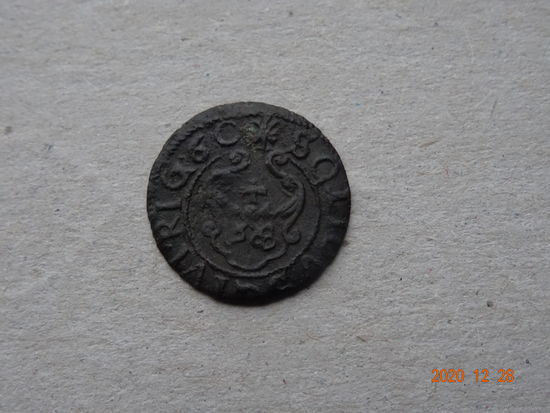 Фальшивый рижский солид Кристины 1660 СУЧАВА Медь