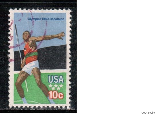 США-1979, (Мих.1395) , гаш. , Спорт, ОИ-1980 в Москве (одиночка),