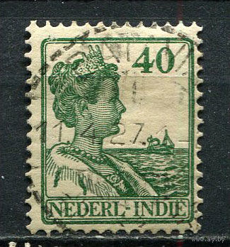 Нидерландская Индия - 1922/1925 - Королева Вильгельмина 40С - (есть тонкое место) - [Mi.146] - 1 марка. Гашеная.  (Лот 42Gs)-T41P16
