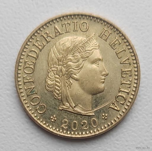 Швейцария 5 раппенов 2020 "В"_KM# 26c_Одна на АУ