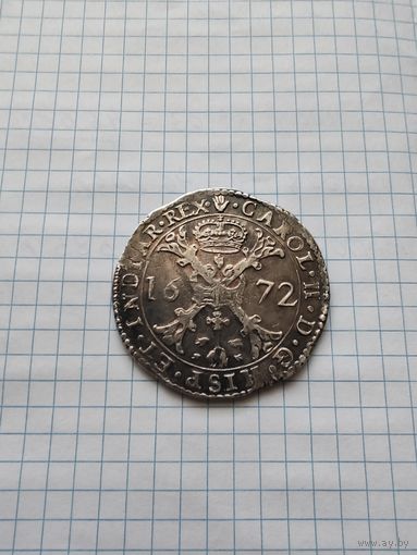 Талер (патагон) 1672 г., Испанские Нидерланды, король Карл 2, герцогство Брабант, м.д. Антверпен, отличный, торг